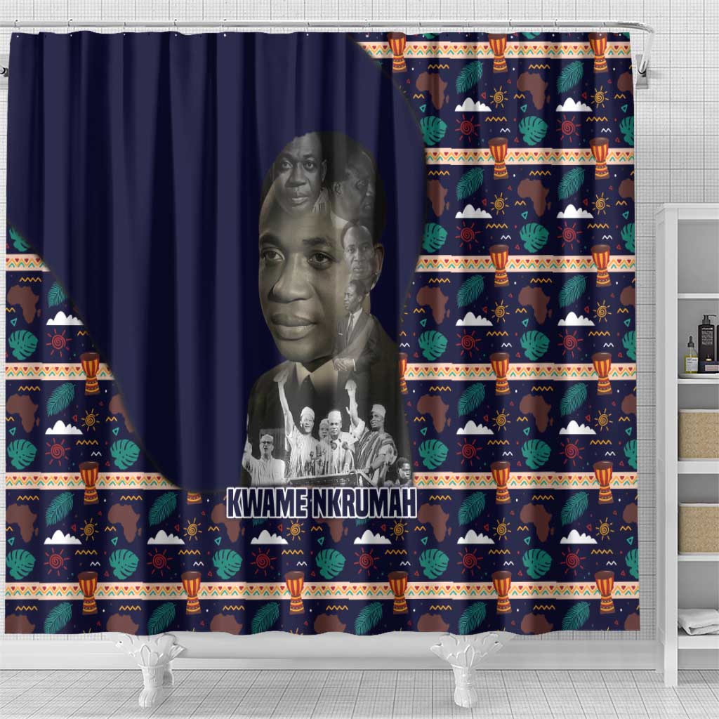 Kwame Nkrumah Shower Curtain Ghana Pan-African Print Design Portrait and Anti-Colonial Legacy Tribute - African Pride