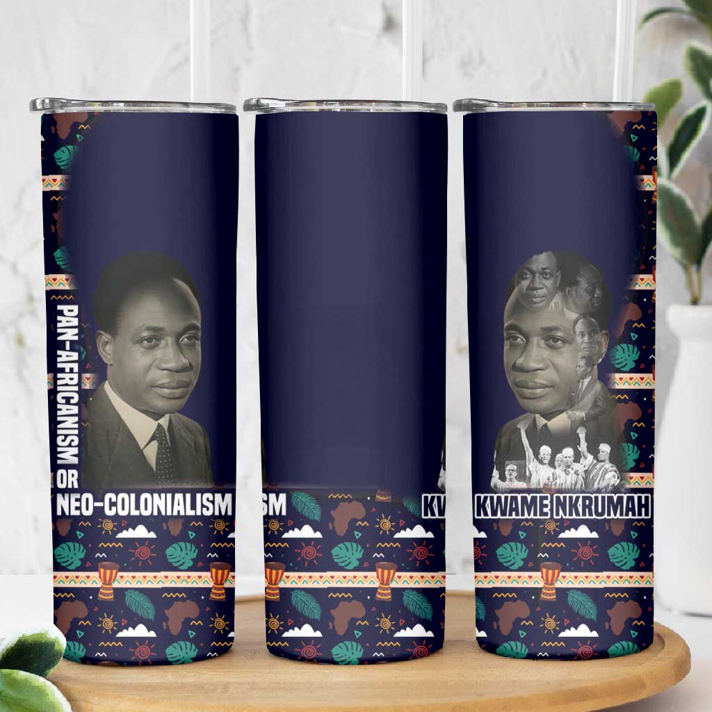 Kwame Nkrumah Skinny Tumbler Ghana Pan-African Print Design Portrait and Anti-Colonial Legacy Tribute - African Pride