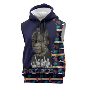 Kwame Nkrumah Sleeveless Zip Hoodie Ghana Pan-African Print Design Portrait and Anti-Colonial Legacy Tribute - African Pride