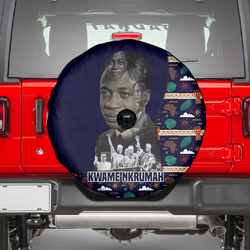 Kwame Nkrumah Spare Tire Cover Ghana Pan-African Print Design Portrait and Anti-Colonial Legacy Tribute - African Pride