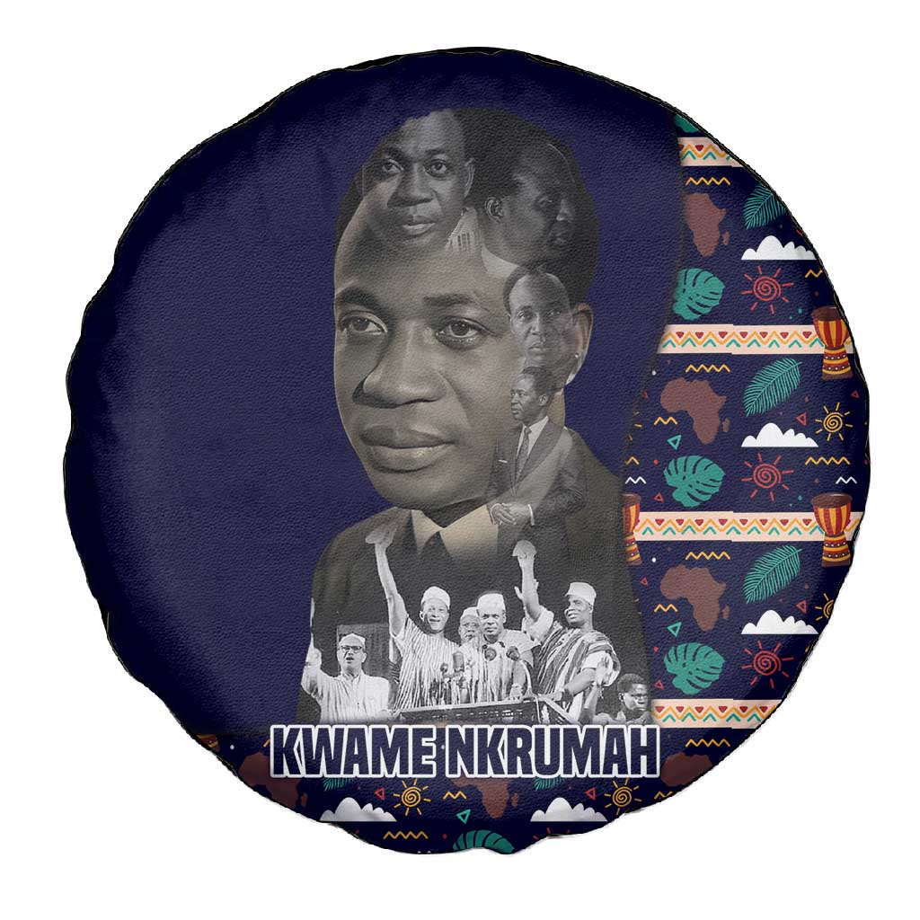 Kwame Nkrumah Spare Tire Cover Ghana Pan-African Print Design Portrait and Anti-Colonial Legacy Tribute - African Pride