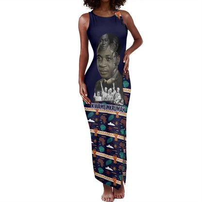 Kwame Nkrumah Tank Maxi Dress Ghana Pan-African Print Design Portrait and Anti-Colonial Legacy Tribute - African Pride