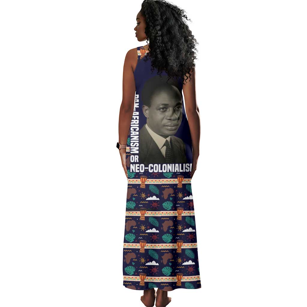 Kwame Nkrumah Tank Maxi Dress Ghana Pan-African Print Design Portrait and Anti-Colonial Legacy Tribute - African Pride