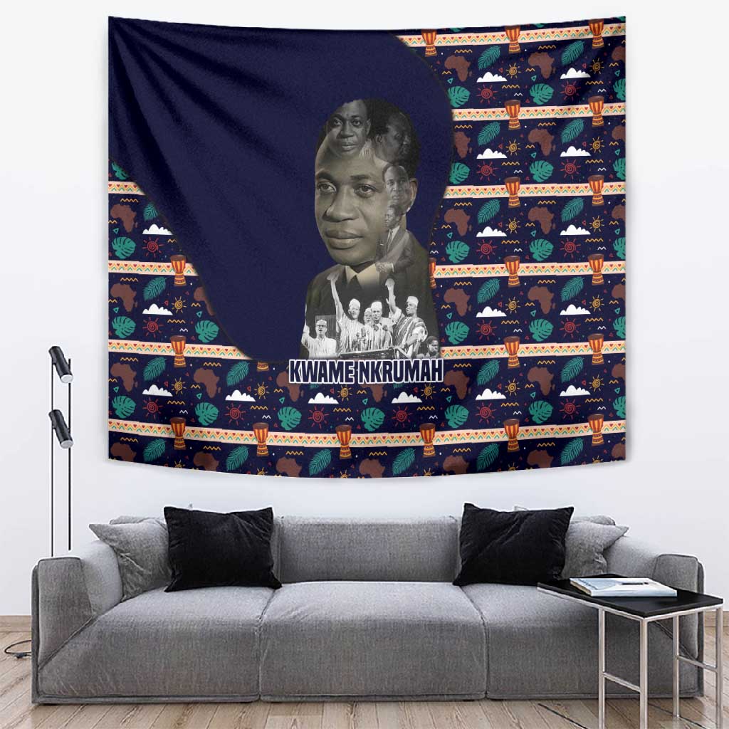 Kwame Nkrumah Tapestry Ghana Pan-African Print Design Portrait and Anti-Colonial Legacy Tribute - African Pride