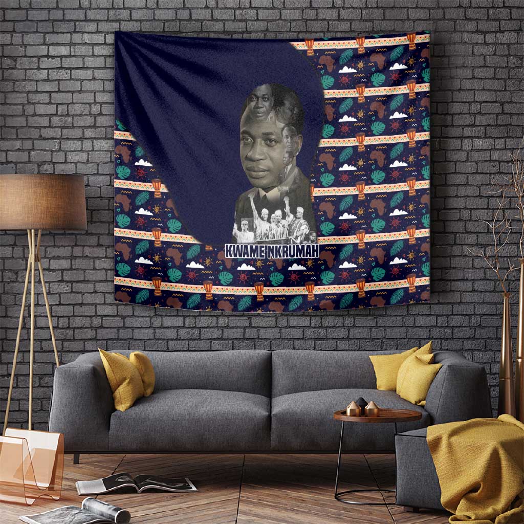 Kwame Nkrumah Tapestry Ghana Pan-African Print Design Portrait and Anti-Colonial Legacy Tribute - African Pride