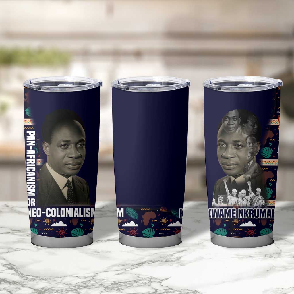 Kwame Nkrumah Tumbler Cup Ghana Pan-African Print Design Portrait and Anti-Colonial Legacy Tribute - African Pride