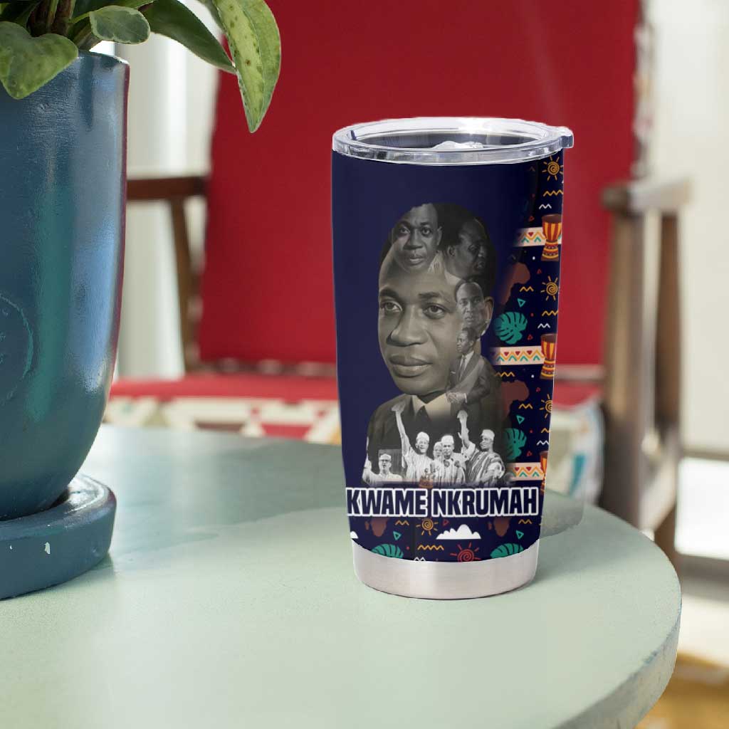 Kwame Nkrumah Tumbler Cup Ghana Pan-African Print Design Portrait and Anti-Colonial Legacy Tribute - African Pride
