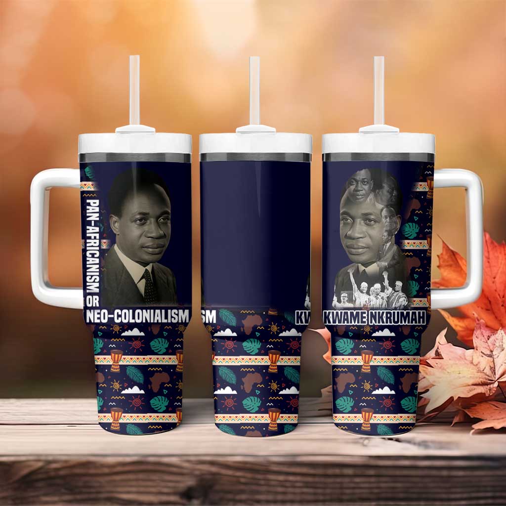 Kwame Nkrumah Tumbler With Handle Ghana Pan-African Print Design Portrait and Anti-Colonial Legacy Tribute - African Pride