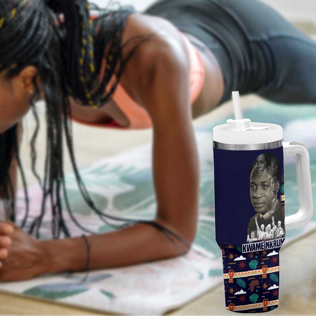 Kwame Nkrumah Tumbler With Handle Ghana Pan-African Print Design Portrait and Anti-Colonial Legacy Tribute - African Pride