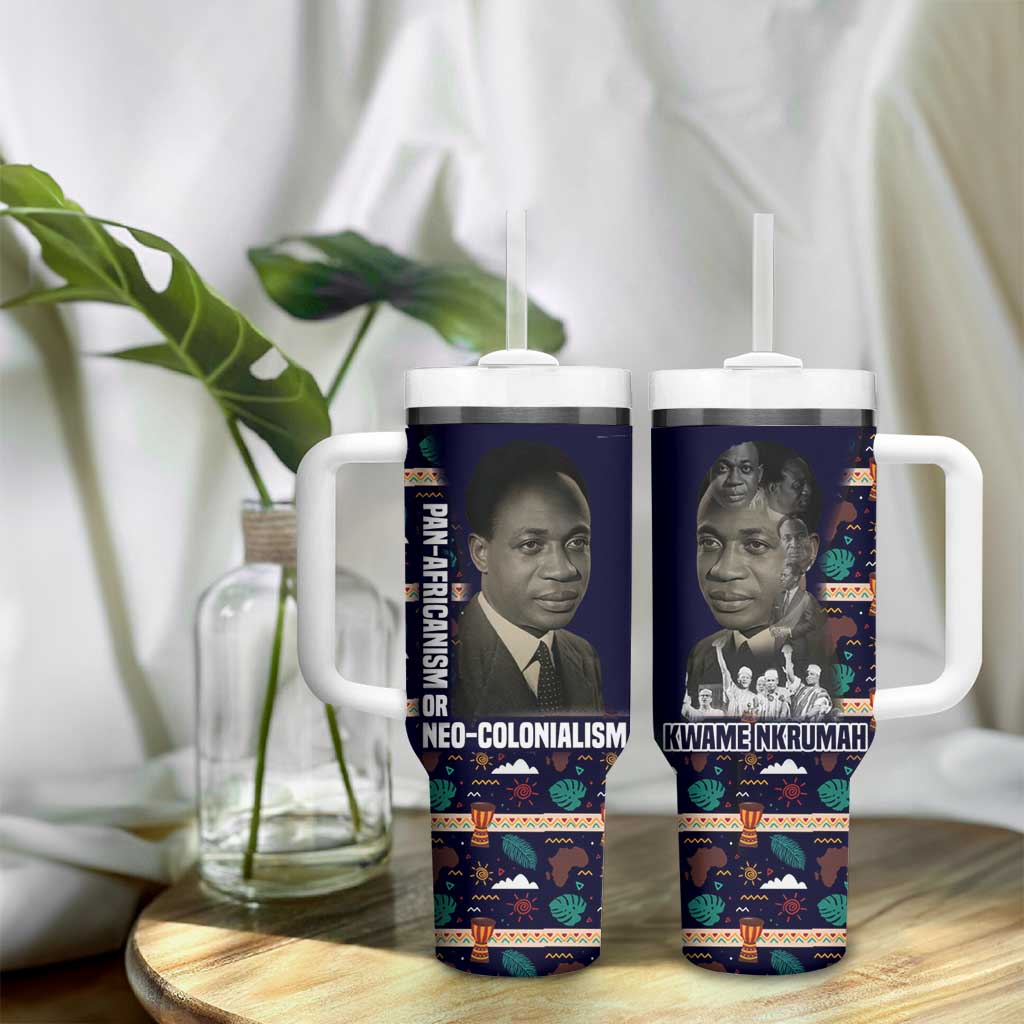 Kwame Nkrumah Tumbler With Handle Ghana Pan-African Print Design Portrait and Anti-Colonial Legacy Tribute - African Pride