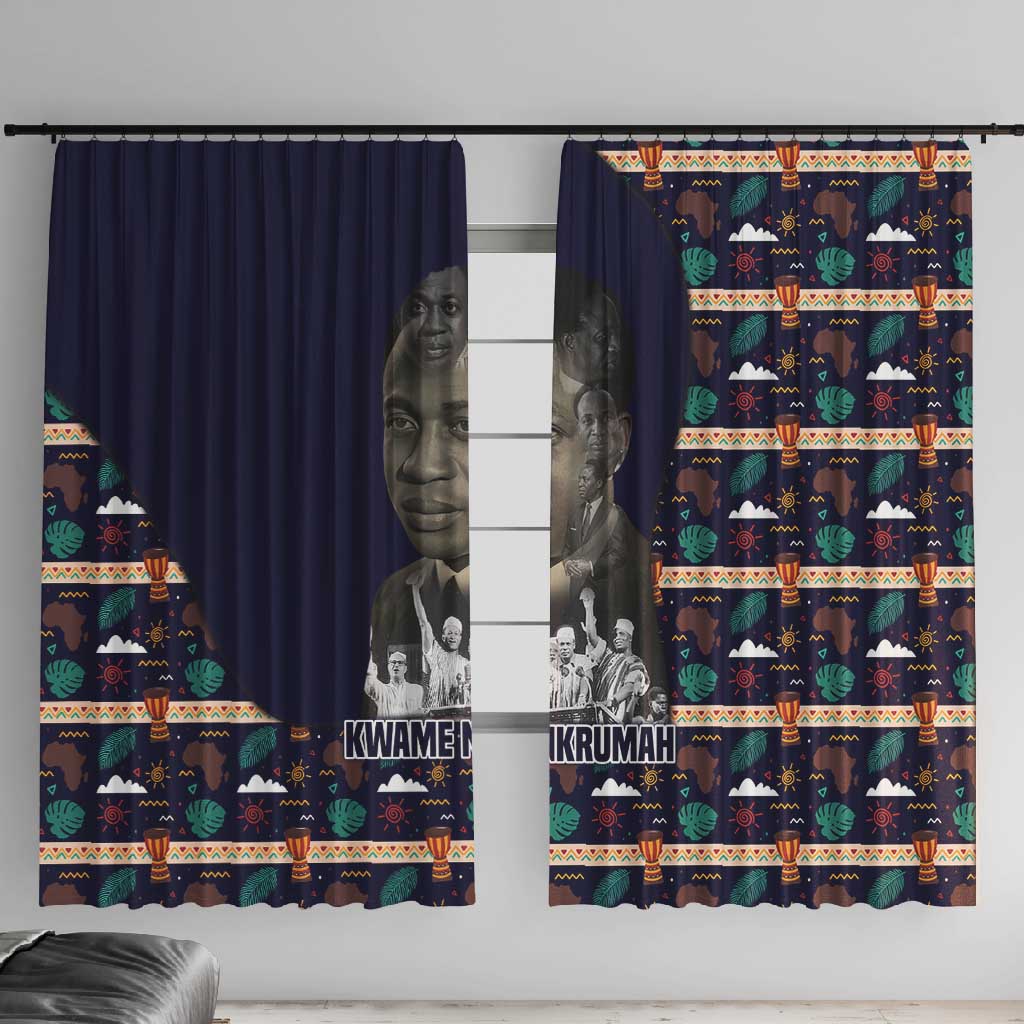 Kwame Nkrumah Window Curtain Ghana Pan-African Print Design Portrait and Anti-Colonial Legacy Tribute - African Pride