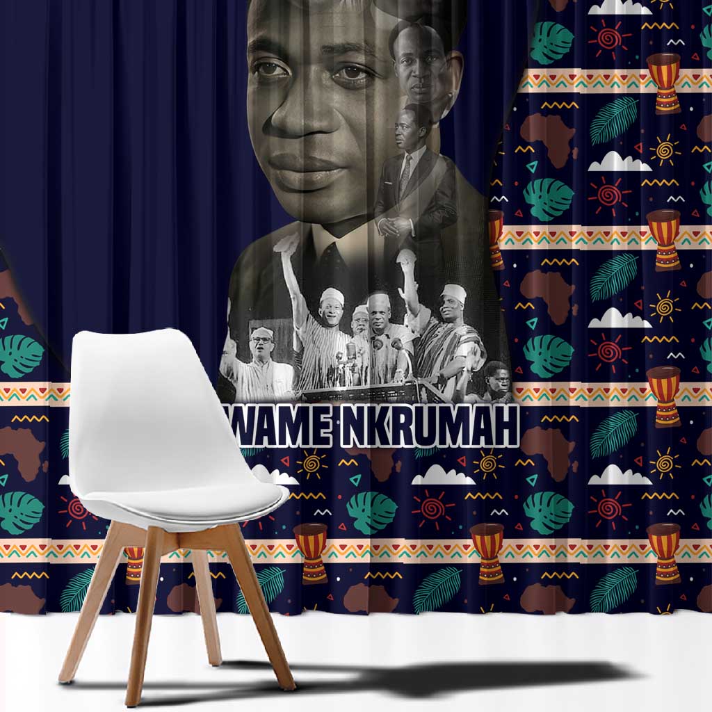 Kwame Nkrumah Window Curtain Ghana Pan-African Print Design Portrait and Anti-Colonial Legacy Tribute - African Pride
