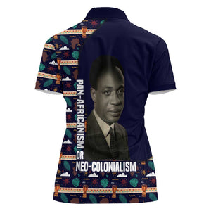 Kwame Nkrumah Women Polo Shirt Ghana Pan-African Print Design Portrait and Anti-Colonial Legacy Tribute - African Pride