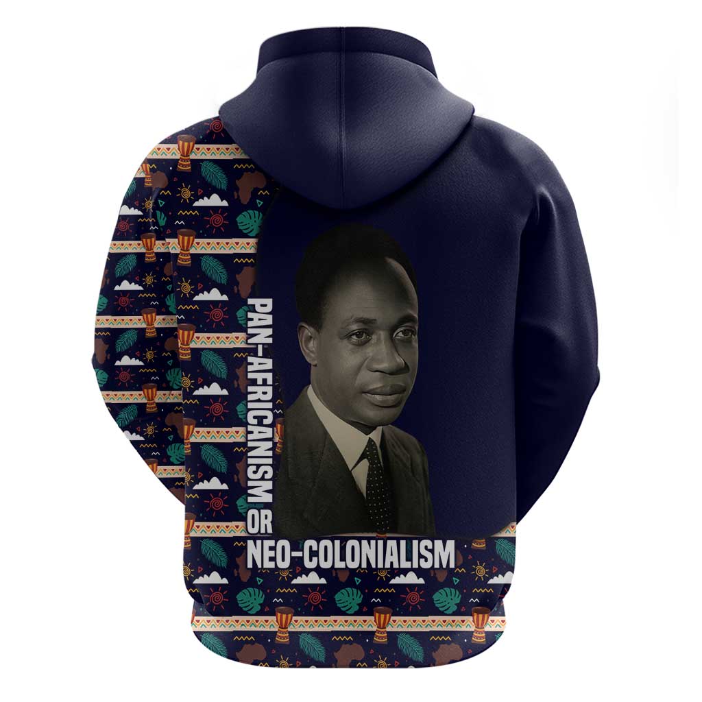 Kwame Nkrumah Zip Hoodie Ghana Pan-African Print Design Portrait and Anti-Colonial Legacy Tribute - African Pride