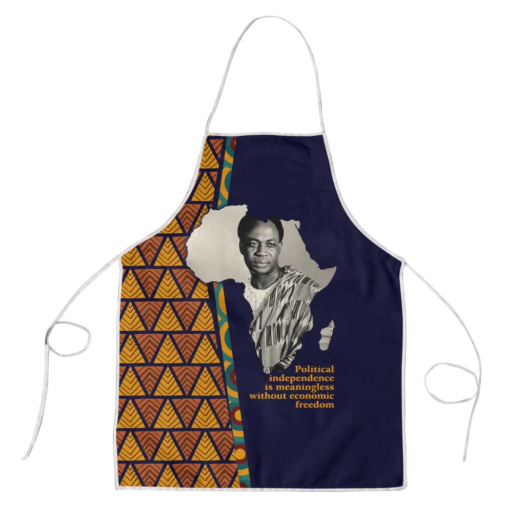 Kwame Nkrumah Ghana Apron African Map Pattern Design and Economic Freedom Quote Tribute - African Pride