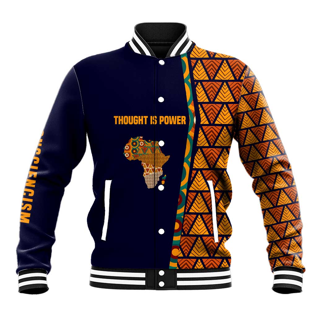 Kwame Nkrumah Ghana Baseball Jacket African Map Pattern Design and Economic Freedom Quote Tribute - African Pride