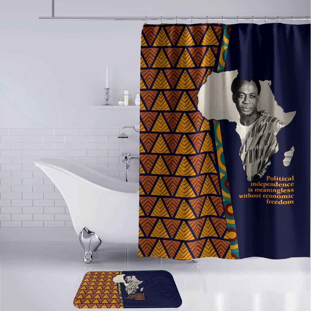 Kwame Nkrumah Ghana Bathroom Set African Map Pattern Design and Economic Freedom Quote Tribute - African Pride