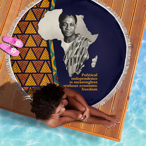 Kwame Nkrumah Ghana Beach Blanket African Map Pattern Design and Economic Freedom Quote Tribute - African Pride