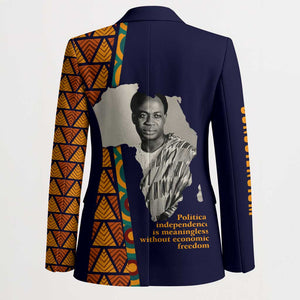 Kwame Nkrumah Ghana Blazer African Map Pattern Design and Economic Freedom Quote Tribute - African Pride