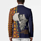 Kwame Nkrumah Ghana Blazer African Map Pattern Design and Economic Freedom Quote Tribute - African Pride
