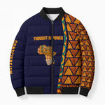 Kwame Nkrumah Ghana Bomber Puffer Jacket African Map Pattern Design and Economic Freedom Quote Tribute - African Pride