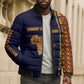 Kwame Nkrumah Ghana Bomber Puffer Jacket African Map Pattern Design and Economic Freedom Quote Tribute - African Pride
