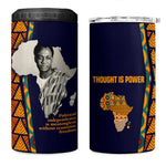 Kwame Nkrumah Ghana 4 in 1 Can Cooler Tumbler African Map Pattern Design and Economic Freedom Quote Tribute - African Pride