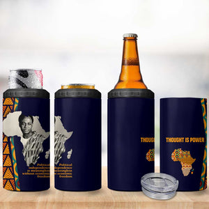 Kwame Nkrumah Ghana 4 in 1 Can Cooler Tumbler African Map Pattern Design and Economic Freedom Quote Tribute - African Pride