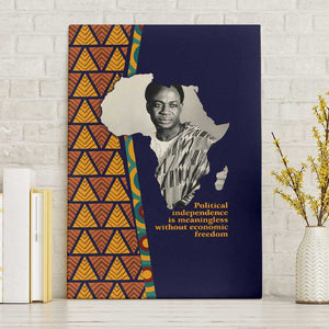 Kwame Nkrumah Ghana Canvas Wall Art African Map Pattern Design and Economic Freedom Quote Tribute - African Pride