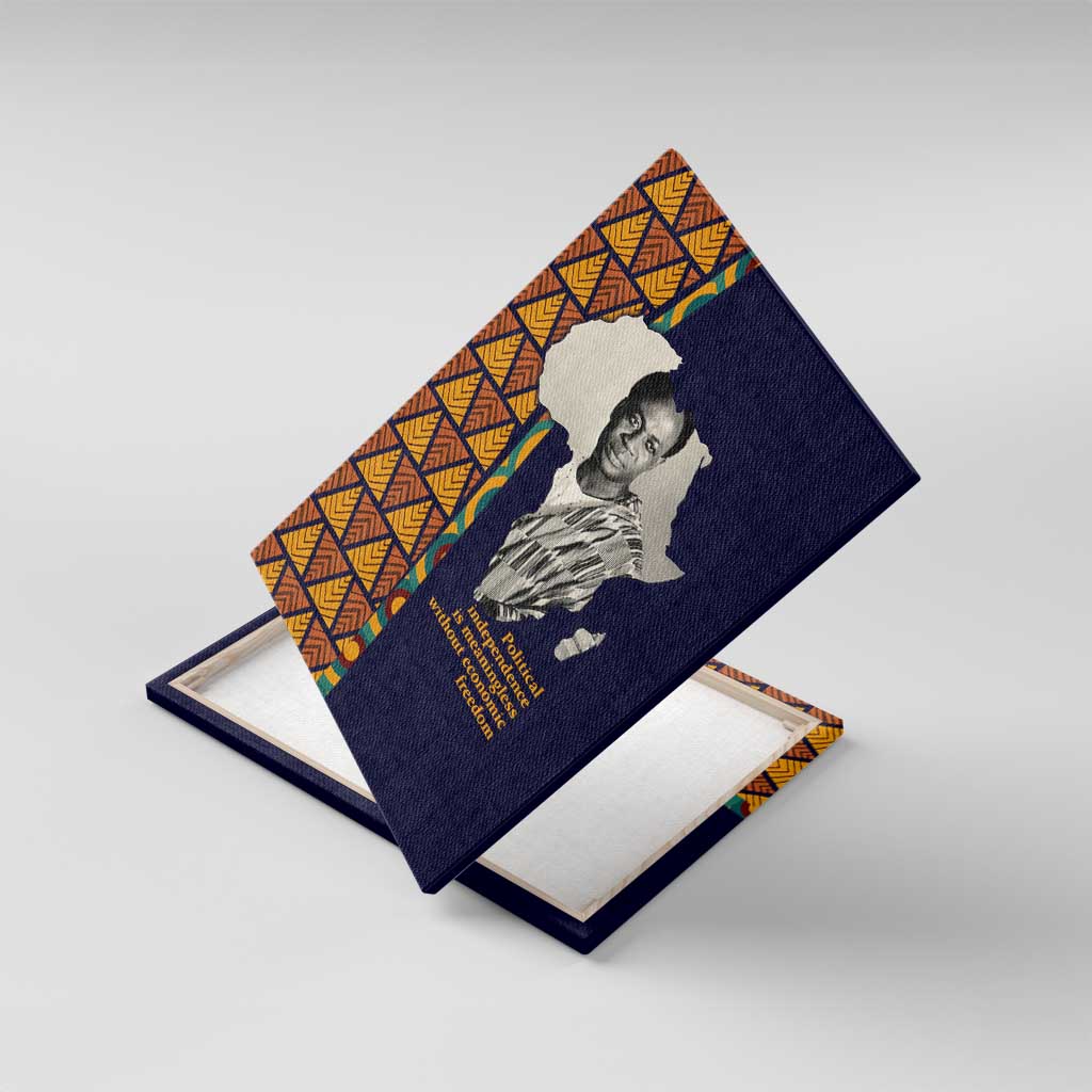 Kwame Nkrumah Ghana Canvas Wall Art African Map Pattern Design and Economic Freedom Quote Tribute - African Pride