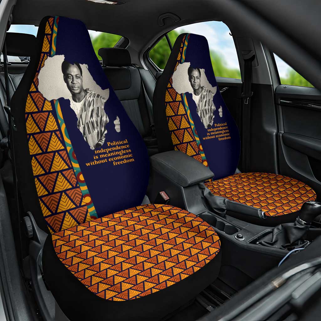 Kwame Nkrumah Ghana Car Seat Cover African Map Pattern Design and Economic Freedom Quote Tribute - African Pride