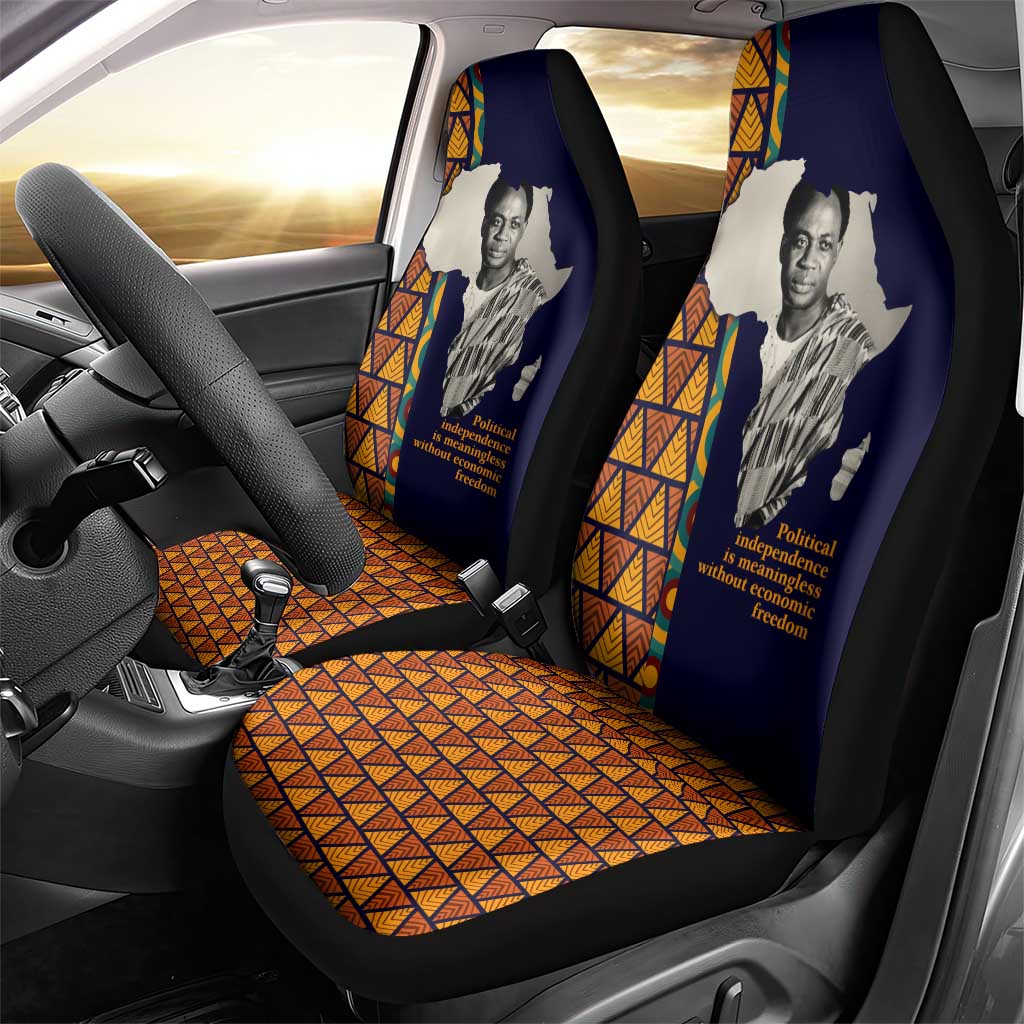 Kwame Nkrumah Ghana Car Seat Cover African Map Pattern Design and Economic Freedom Quote Tribute - African Pride