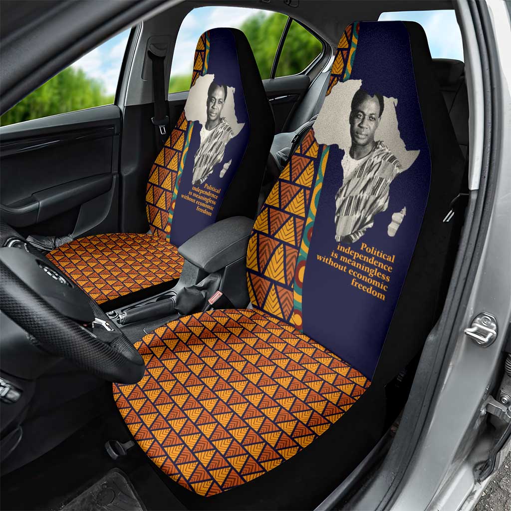 Kwame Nkrumah Ghana Car Seat Cover African Map Pattern Design and Economic Freedom Quote Tribute - African Pride