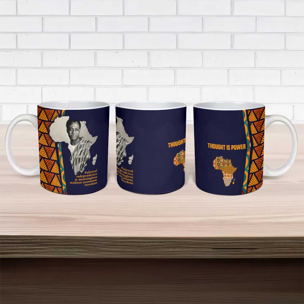 Kwame Nkrumah Ghana Ceramic Mug African Map Pattern Design and Economic Freedom Quote Tribute - African Pride