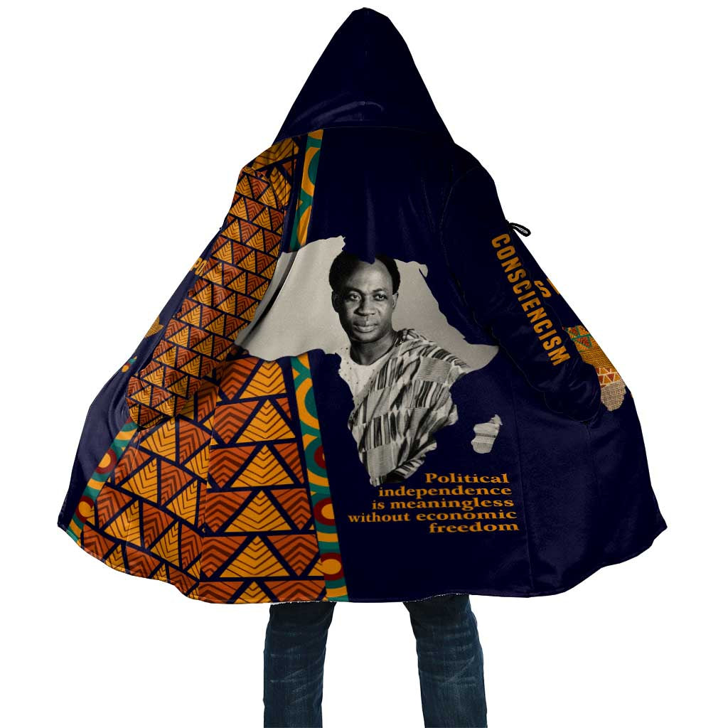 Kwame Nkrumah Ghana Cloak African Map Pattern Design and Economic Freedom Quote Tribute - African Pride