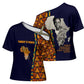 Kwame Nkrumah Ghana Cross Shoulder Shirt African Map Pattern Design and Economic Freedom Quote Tribute - African Pride