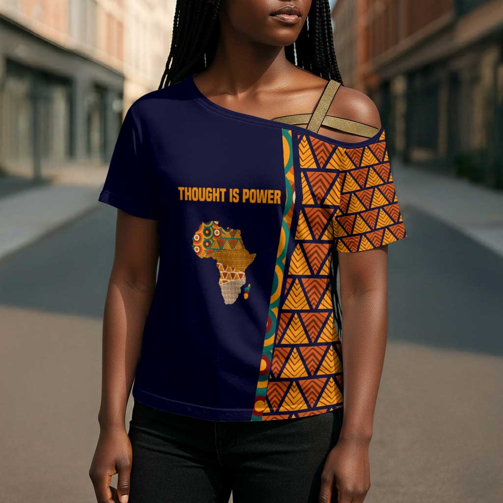 Kwame Nkrumah Ghana Cross Shoulder Shirt African Map Pattern Design and Economic Freedom Quote Tribute - African Pride