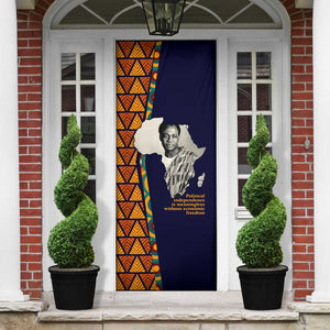 Kwame Nkrumah Ghana Door Cover African Map Pattern Design and Economic Freedom Quote Tribute - African Pride