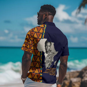 Kwame Nkrumah Ghana Hawaiian Shirt African Map Pattern Design and Economic Freedom Quote Tribute - African Pride