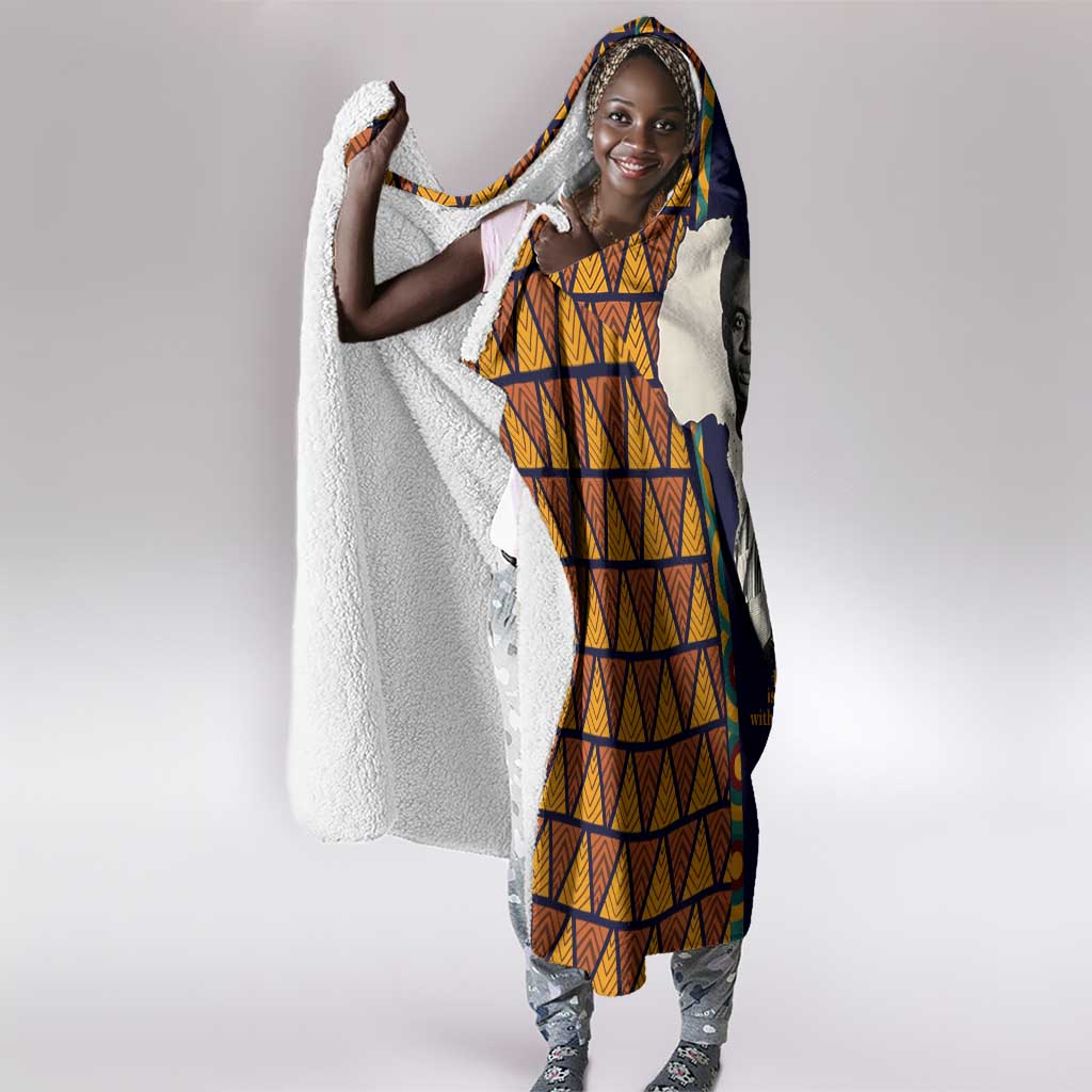 Kwame Nkrumah Ghana Hooded Blanket African Map Pattern Design and Economic Freedom Quote Tribute - African Pride