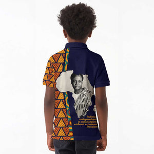 Kwame Nkrumah Ghana Kid Polo Shirt African Map Pattern Design and Economic Freedom Quote Tribute - African Pride