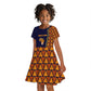 Kwame Nkrumah Ghana Kid Short Sleeve Dress African Map Pattern Design and Economic Freedom Quote Tribute - African Pride