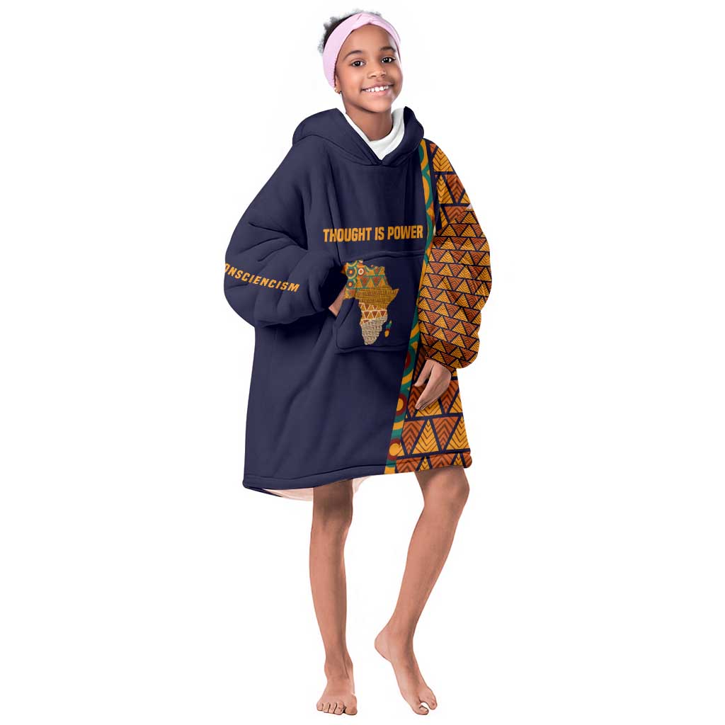 Kwame Nkrumah Ghana Kid Wearable Blanket Hoodie African Map Pattern Design and Economic Freedom Quote Tribute - African Pride
