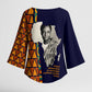 Kwame Nkrumah Ghana Kimono Sleeve Blouse African Map Pattern Design and Economic Freedom Quote Tribute - African Pride