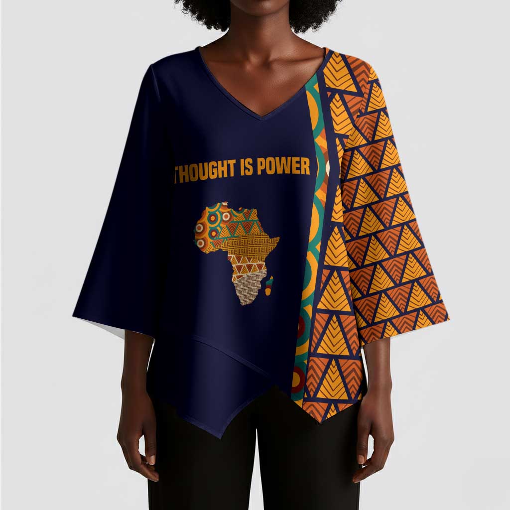 Kwame Nkrumah Ghana Kimono Sleeve Blouse African Map Pattern Design and Economic Freedom Quote Tribute - African Pride