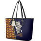 Kwame Nkrumah Ghana Leather Tote Bag African Map Pattern Design and Economic Freedom Quote Tribute - African Pride