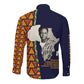 Kwame Nkrumah Ghana Long Sleeve Button Shirt African Map Pattern Design and Economic Freedom Quote Tribute - African Pride