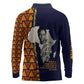 Kwame Nkrumah Ghana Long Sleeve Polo Shirt African Map Pattern Design and Economic Freedom Quote Tribute - African Pride
