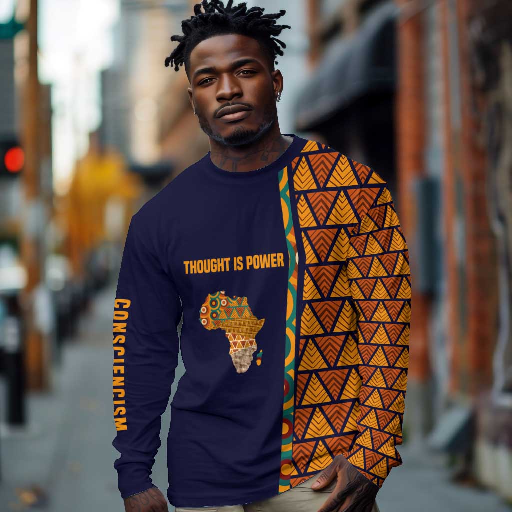 Kwame Nkrumah Ghana Long Sleeve Shirt African Map Pattern Design and Economic Freedom Quote Tribute - African Pride
