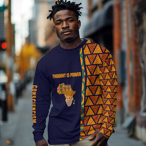 Kwame Nkrumah Ghana Long Sleeve Shirt African Map Pattern Design and Economic Freedom Quote Tribute - African Pride